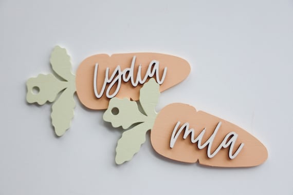 Personalized Easter Basket Tags | Wood Laser Cut Easter Bunny Tag | Easter Egg Tag | Easter Chick Tag | Easter Carrot Tag | Easter Name Tags
