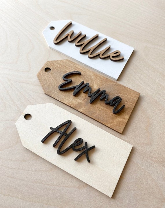 Personalized Christmas Stocking Tags, Stocking Name Tags, Wooden