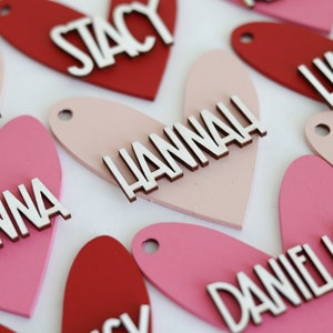 Valentine's Day Name Tags / Wooden Heart Name Tags / Wooden Name Labels / Wooden Gift Labels / Valentine Gifts / Heart Tag / Basket Marker