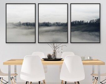3 Piece Wall Art Set Of Minimalist Forest Printable Blue Grey Modern Indigo Landscape Nature Fog Trees 3 Piece Wall Art Set Of Minimalist Forest Printable Blue Grey Modern Indigo Landscape Nature Fog Trees