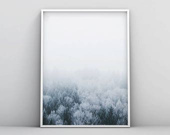 White Forest Printable, White Forest Print, White Forest Wall Art, White Forest Poster, Snow Forest Print, Minimal Forest Print, Home Decor