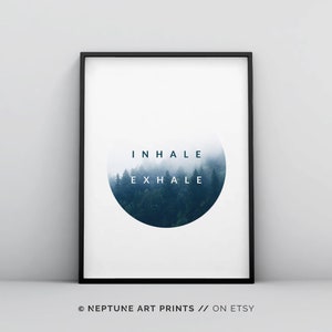 Inhale Exhale Print, Printable Wall Art Print, Instant Download Printable Art, Printable Quote, Prints, Motivation Wall Decor, Yoga Print image 2