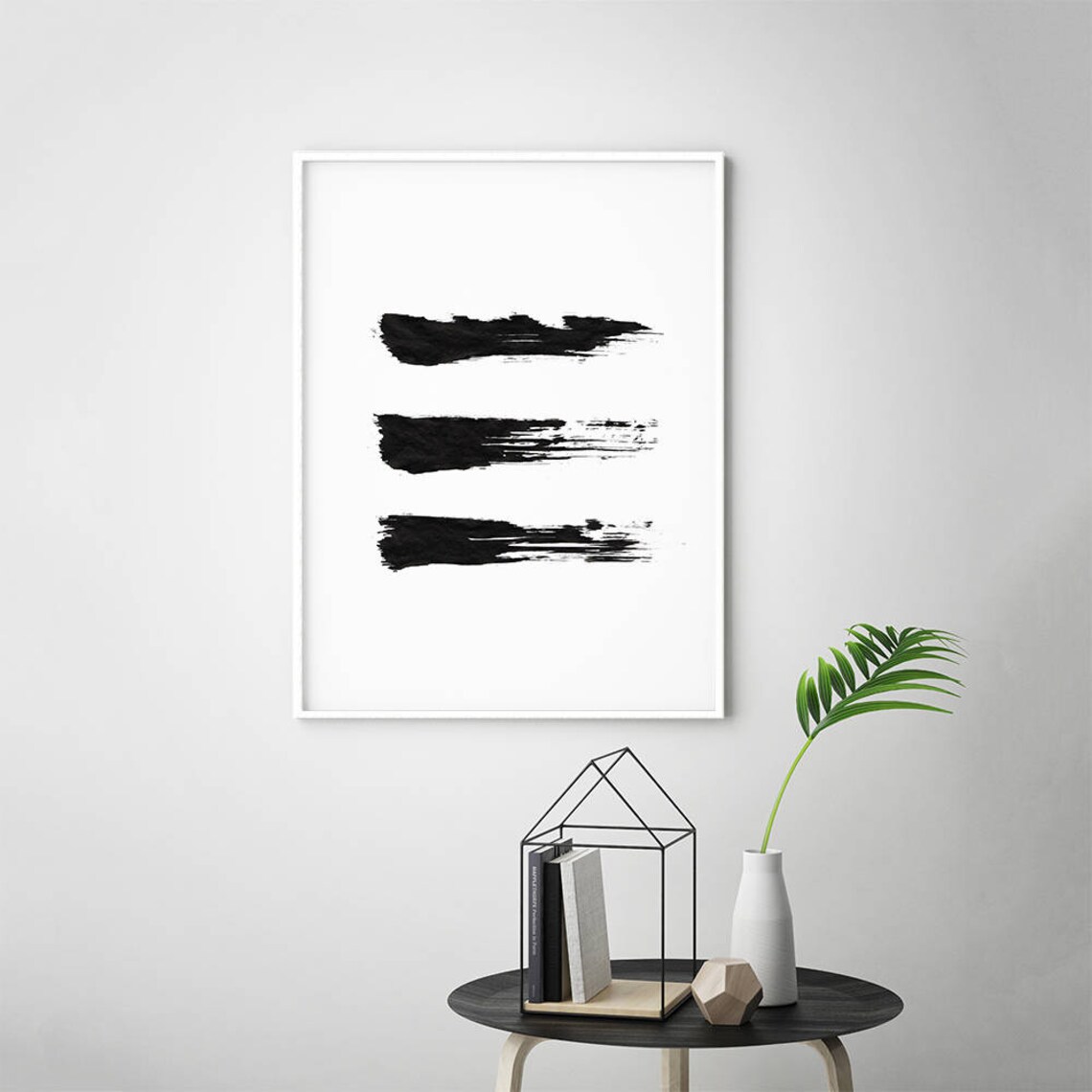 Brush Stroke Print, Black and White Abstract Wall Art, Printable ...