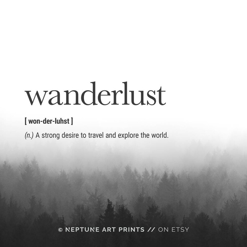 Wanderlust Definition Imprimable, Word Definition Print, Travel Definition Wall Art, Travel Words Print, Home Decor, Wanderlust Printable image 3