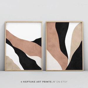 Neutral Wall Art, Printable Wall Art, Pastel Pink Beige Art, Bedroom Wall Art, Set of 2 Art Prints, Modern Minimalistic Digital Download Art