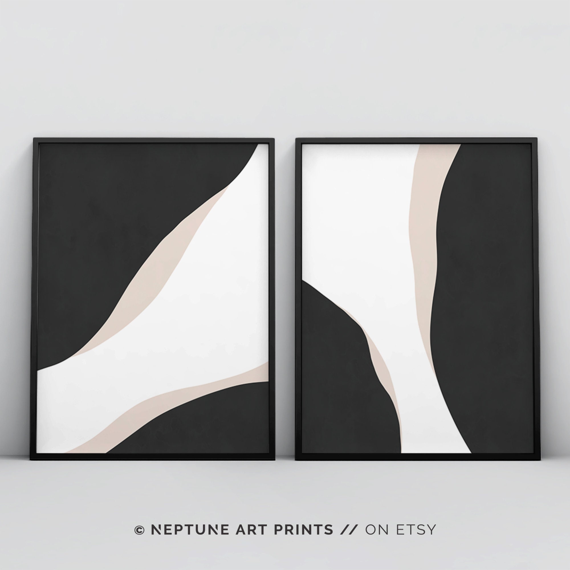 2 Piece Wall Art Black and White Art Abstract Wall Art Etsy Canada