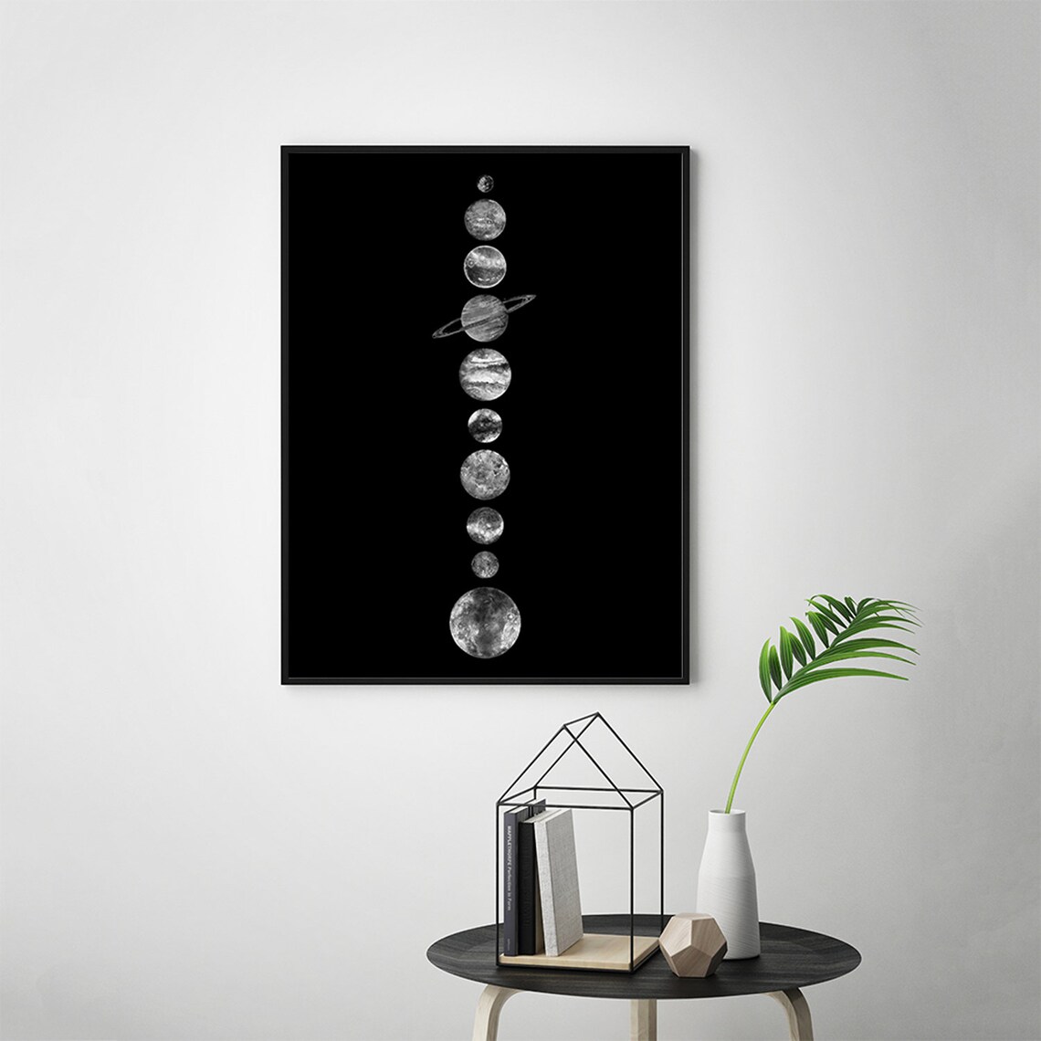 Solar System Wall Art Black and White Planets Printable | Etsy