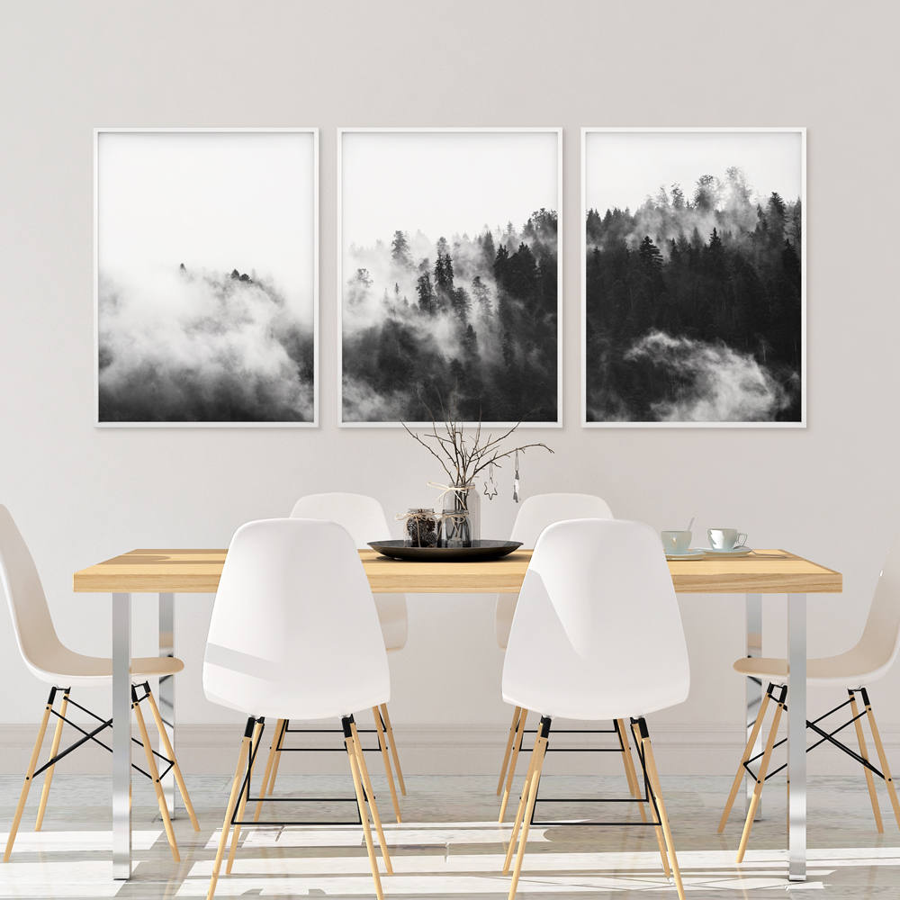 Forest Wall Art Black and White Art Woodland Wall Art Etsy
