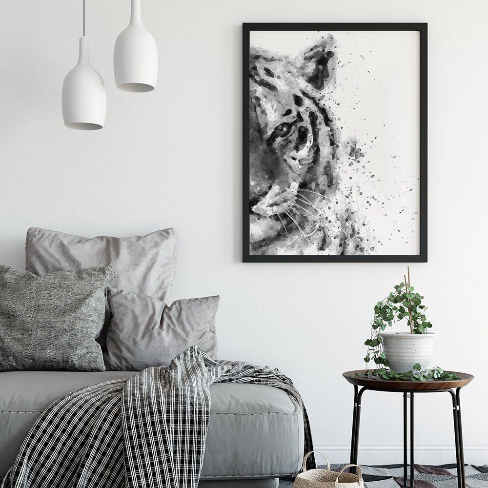 Tiger Watercolor Printable Black and White Tiger Tiger - Etsy
