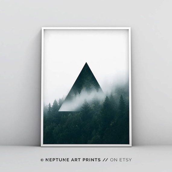 Forest Wall Art, Forest Printable, Geometric Mountain Print