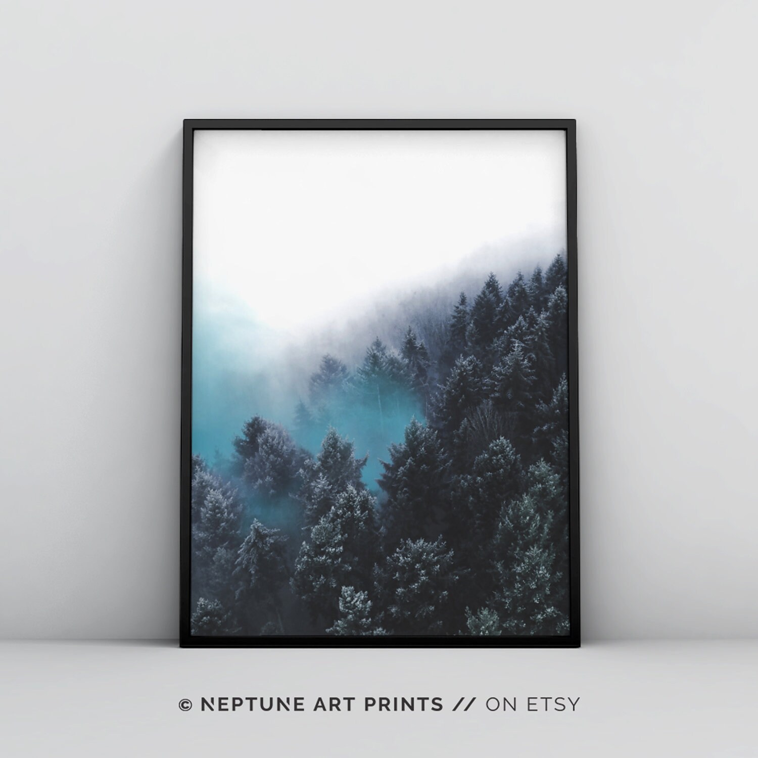 Printable Wall Art Blue Forest Wall Art Blue Landscape Art Etsy