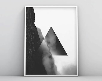 Arte geométrico de la pared, arte geométrico, arte minimalista, arte escandinavo, blanco y negro, arte de pared moderno, descarga digital, arte abstracto del cartel