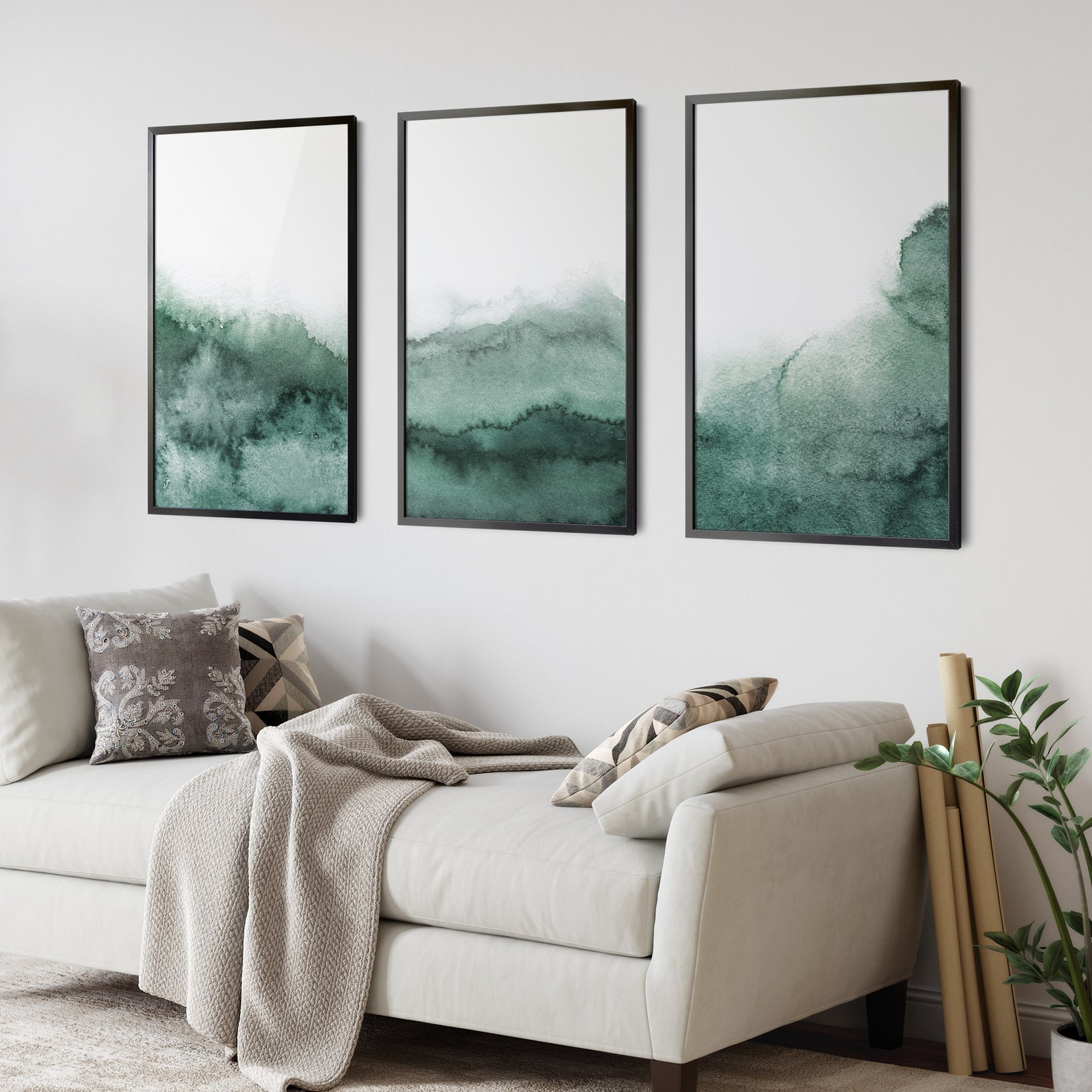 Sage Green Wall Art Forest Green Printable Art Watercolor Etsy