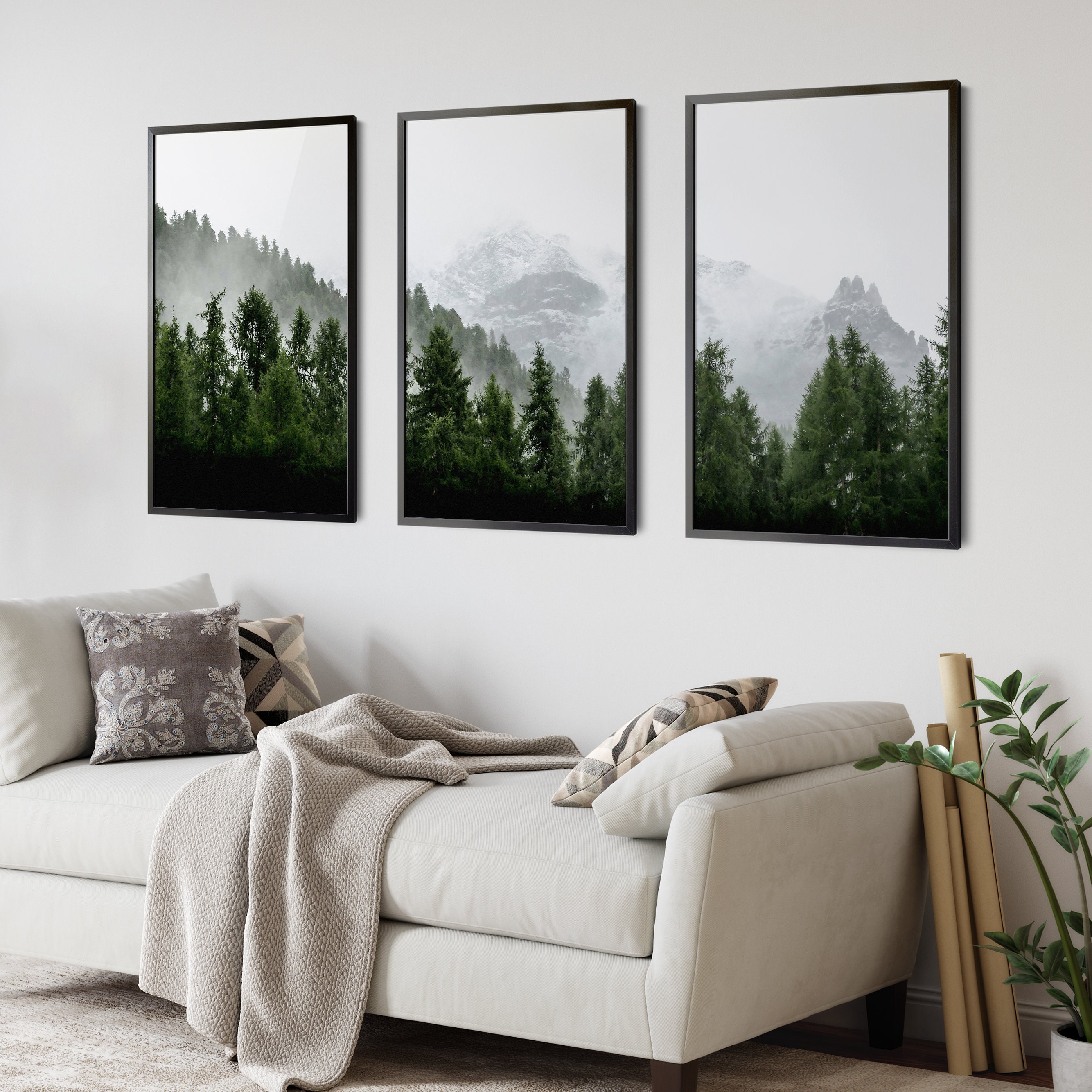3 Piece Forest Wall Art Print Set of 3 Forest Landscape Art Etsy