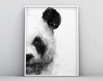 Panda Watercolor Printable, Panda Painting, Abstract Animal, Woodland Wall Art, Modern Print, Home Decor, Minimalist Poster Digital Download