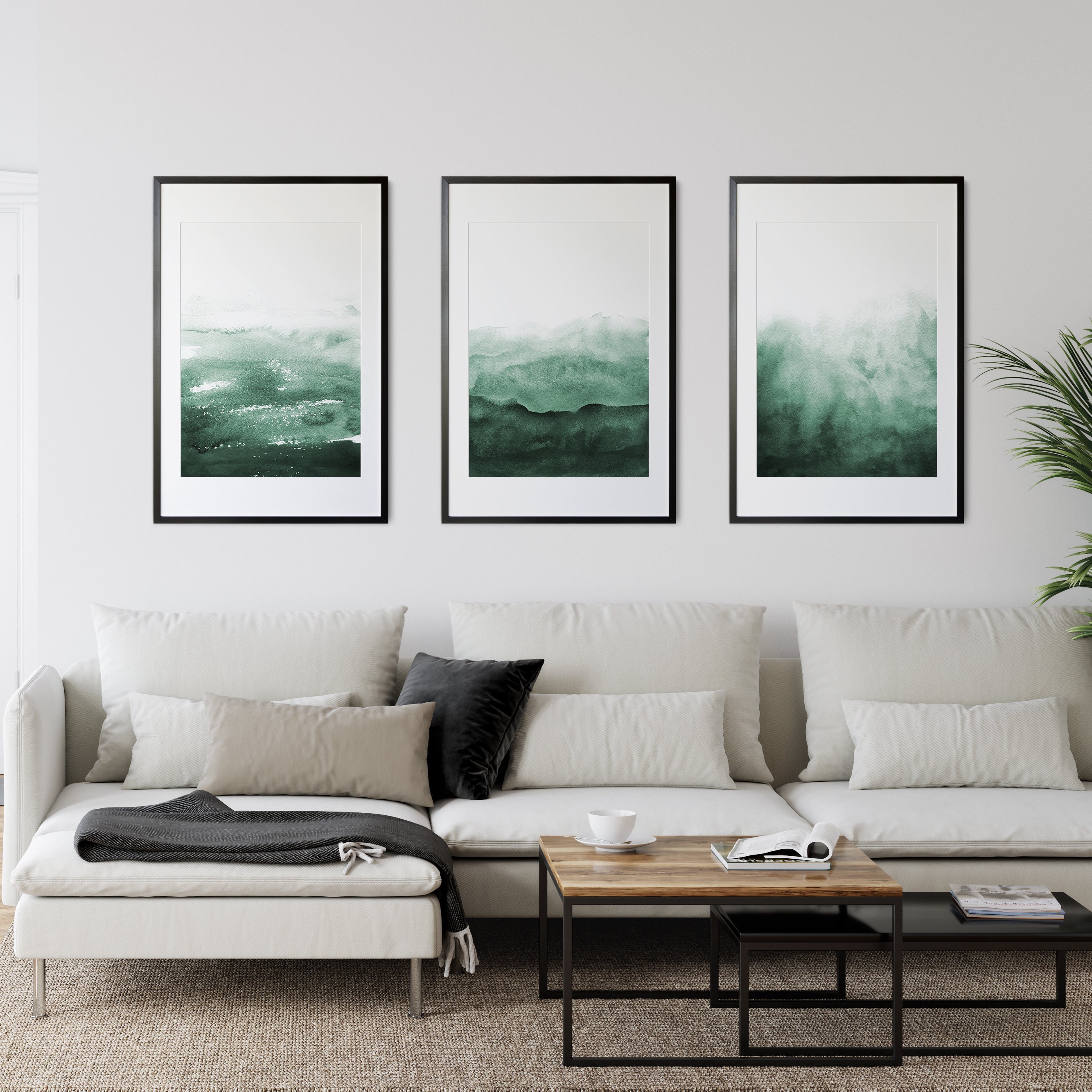 Green Wall Art Emerald Green Art Abstract Wall Art Sage Etsy UK