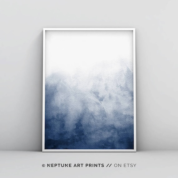Navy Blue Watercolour Printable Indigo Artwork, Minimalist Print, Abstract Blue Wall Art, Royal Blue, Abstract Poster, Dark Blue Home Decor