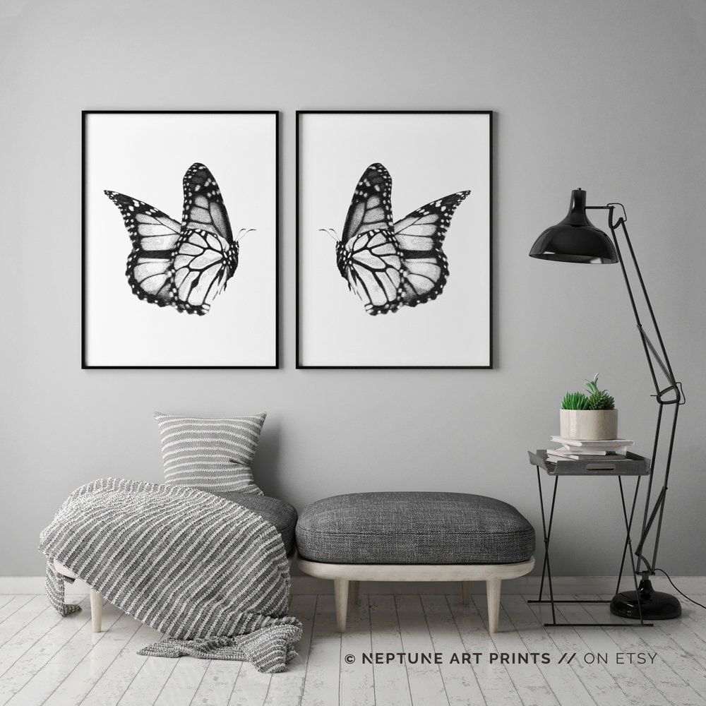Butterfly Wall Art Set of 2 Butterfly Art Laundry Room Etsy