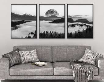Black and White Photography Wall Art Poster Print, Set of 3 Piece