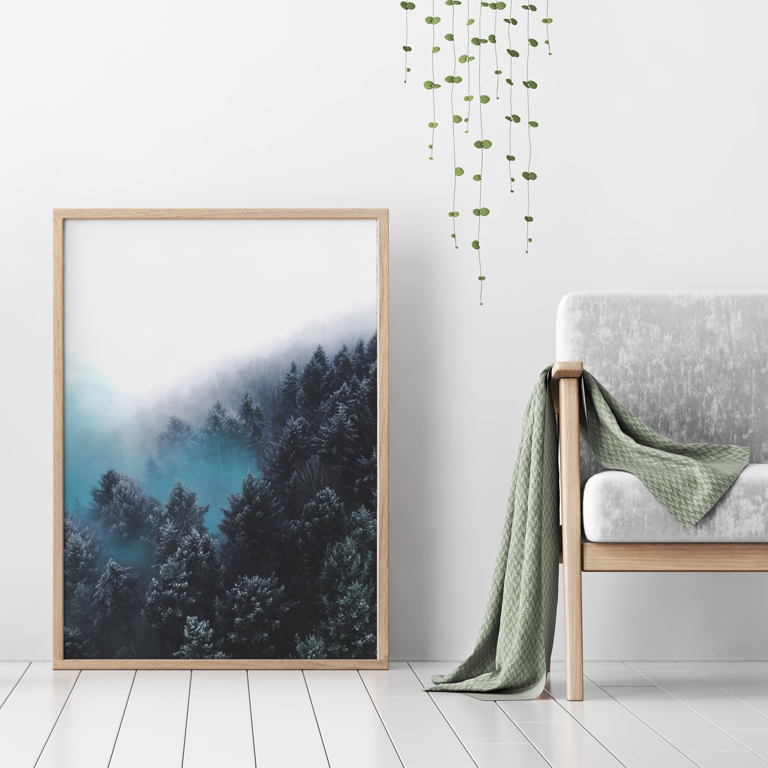 Printable Wall Art Blue Forest Wall Art Blue Landscape Art Etsy
