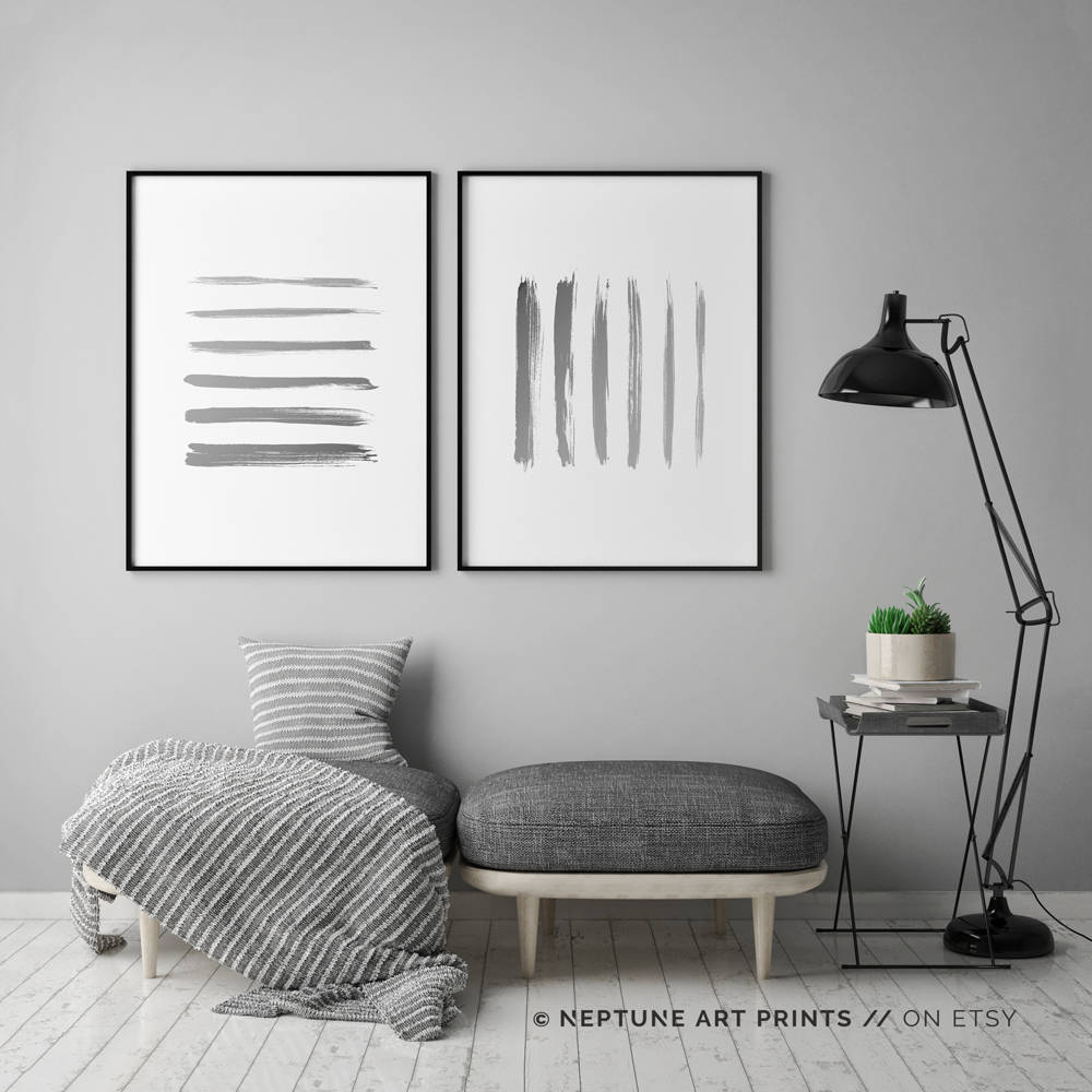 Minimalist Line Art Printable Wall Art Grey White Poster | Etsy