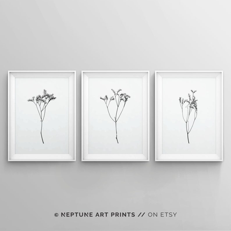 Set of 3 Boho Black and White Art Prints Minimalist Nursery | Etsy
