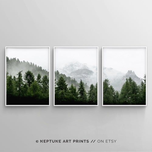 3 Piece Forest Wall Art Print Set of 3 Forest Landscape Art - Etsy