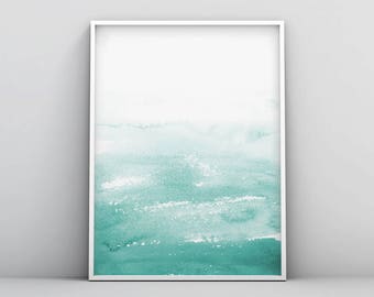Watercolor Print, Abstract Art, Teal Abstract Watercolor, Abstract Painting, Wall Art, Printable, Art Print, Ocean Inspired, Home Decor