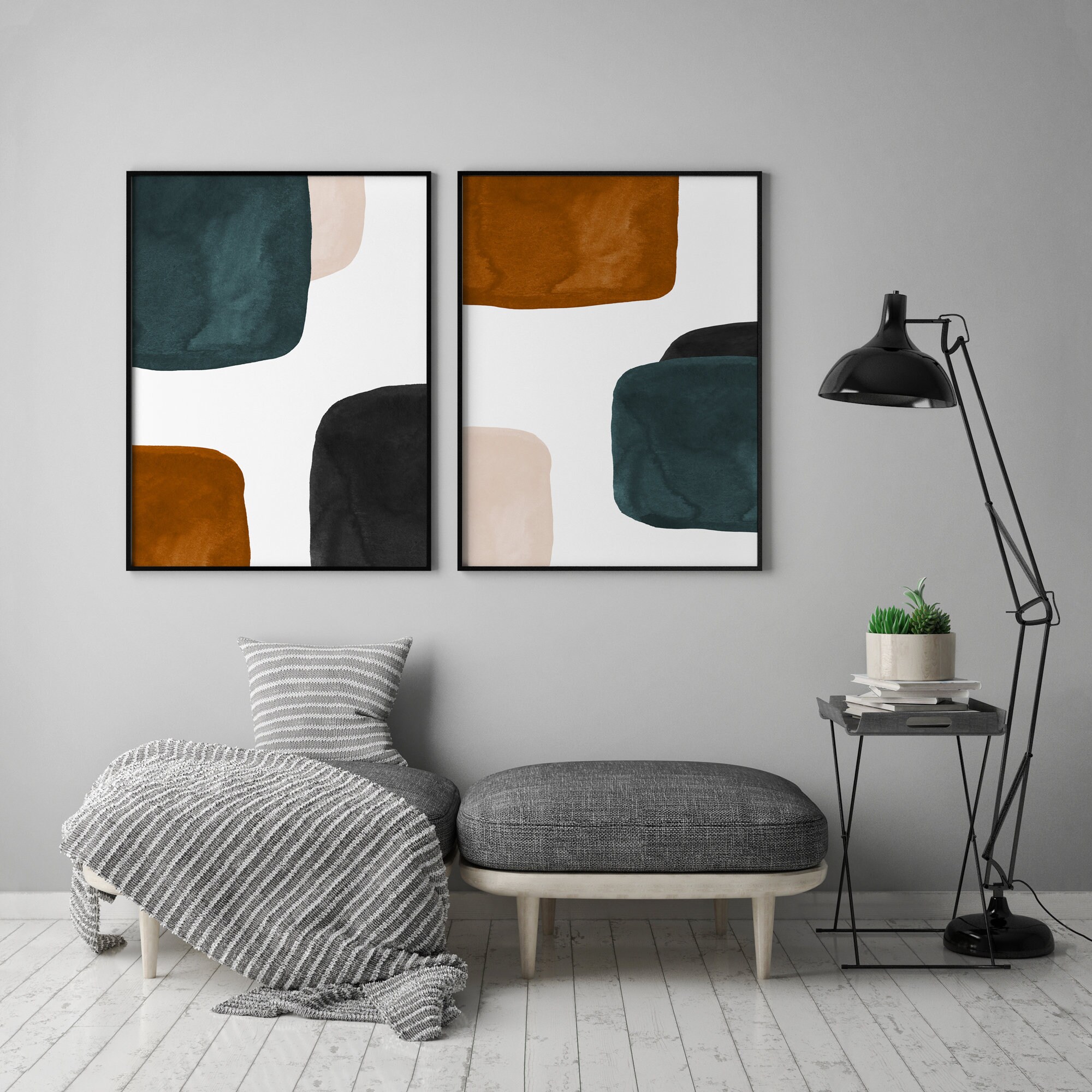 2 Piece Wall Art Earth Tone Wall Art Minimalistic Wall Art - Etsy