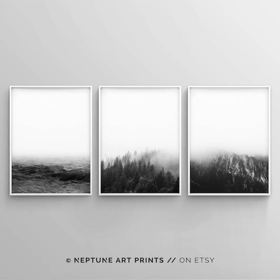 Modern Landscape Wall Art Minimalist Landscape Printable Set Etsy