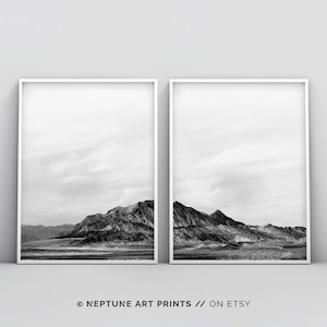 Black and White Mountain Print, Minimal 2 Piece Print, Landscape 2 Piece Print, Hills Printable Wall Art, Mountain Printable, 2 Piece Poster