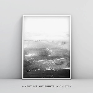 Black and White Abstract Wall Art, Watercolour, Grey and White, Poster, Minimalist, Printable Instant Download, Home Decor, Simple Design