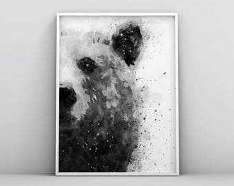 Bear Watercolour, Large Animal Prints, Bear Wall Art, Abstract Painting, Forest Animals, Jungle Woodland Printable Digital Download Poster