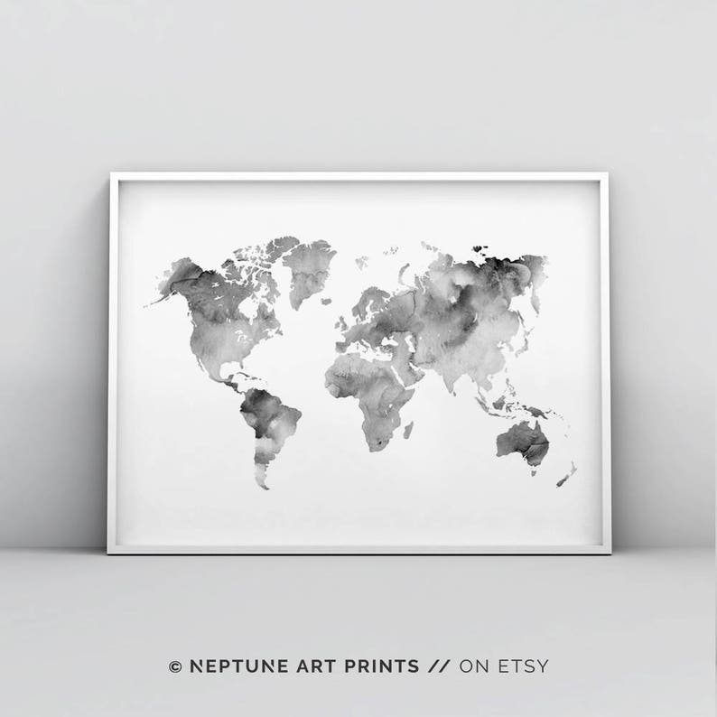 Gray And White World-wide Map Printable, Impressive Map Print, Map Poster, Worldwide Map Wall Artwork, Earth Map Poster, Watercolour, World wide Map Print Electronic photo about World Map Printable Black and White referred to as Gray And White World-wide Map Printable, Innovative Map Print, Map Poster, Worldwide Map Wall Artwork, Globe Map Poster, Watercolour, International Map Print Electronic