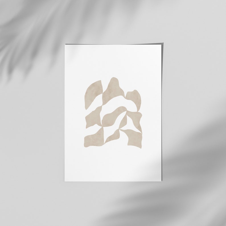 May include: A beige abstract art print with a geometric design. The print is on a white background.