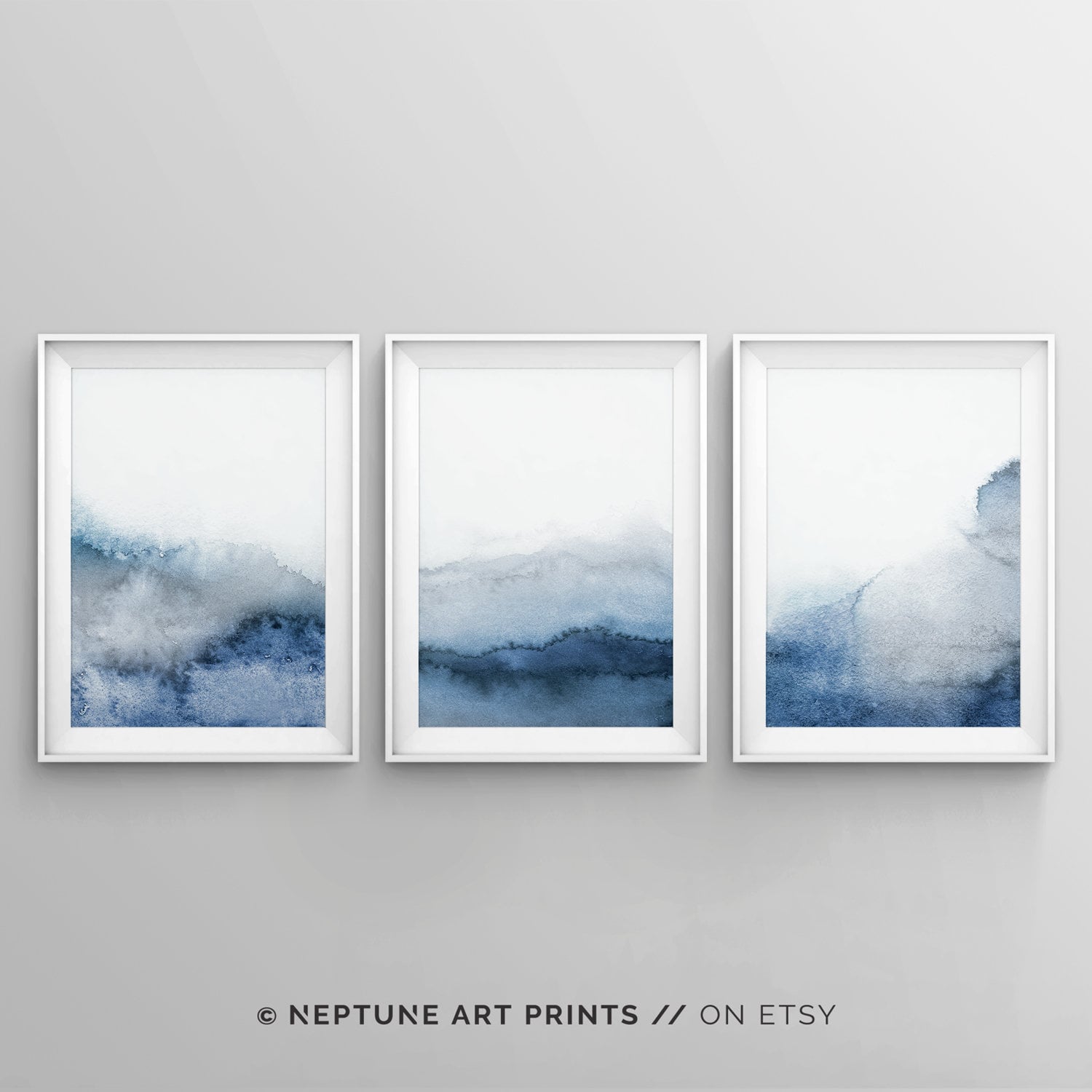 Set Of 3 Blue Gray Wall Art Printable Abstract Art Blue Grey | Etsy