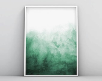 Abstract Watercolor Wall Art Watercolor Print, Watercolor Green Painting Modern Home Decor, Living Room, Bedroom Poster, Digital Download