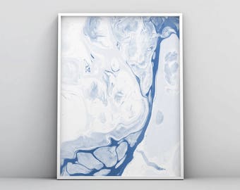 Pastel Blue Wall Art, Pastel Blue Poster, Blue and White Watercolor Print, Printable Art, Home Decor, Light Blue, Abstract Painting, Modern