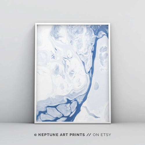 Pastel Blue Wall Art Pastel Blue Poster Blue and White Etsy
