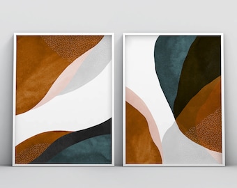Earth Tone Wall Art, Minimalistic Wall Art, 2 Piece Wall Art, Printable Wall Art, Set of 2 Wall Art, Rust Wall Art Set, Terracotta Wall Art
