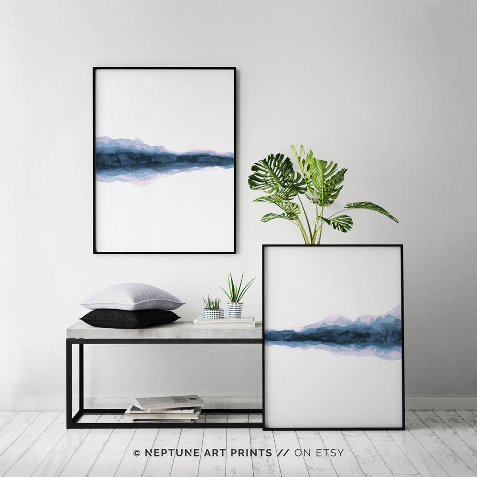 Set of 2 Blue Wall Art 2 Piece Printable Landscape Etsy