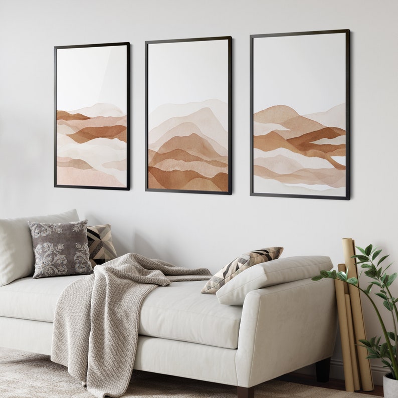 Printable Wall Art, Set of 3 Piece Neutral Wall Art, Abstract Painting ...