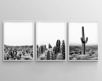 Cactus Print, Cactus Wall Art, Cactus Decor, Set di 3 stampe, Scandi, Stampa Succulente, Foto Botanica, Stampa digitale, Camera da letto Wall Art