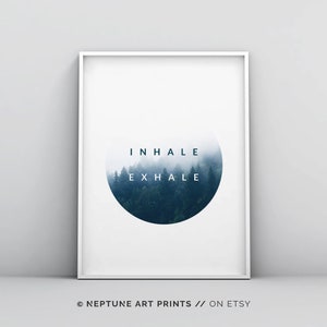 Inhale Exhale Print, Printable Wall Art Print, Instant Download Printable Art, Printable Quote, Prints, Motivation Wall Decor, Yoga Print image 1