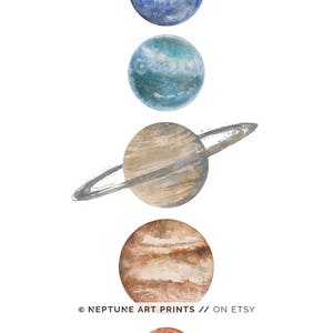 Solar System Printable, Watercolour Solar System, Watercolor Painting, Planets, Instant Download, Planet Print, Galaxy Printable Wall Art image 5