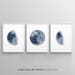 Moon Phase Print Set of 3 Watercolor Prints Celestial Bedroom Wall Decor Wall Art Luna Blue Indigo Lunar Phases Home Decor Moon Printable 