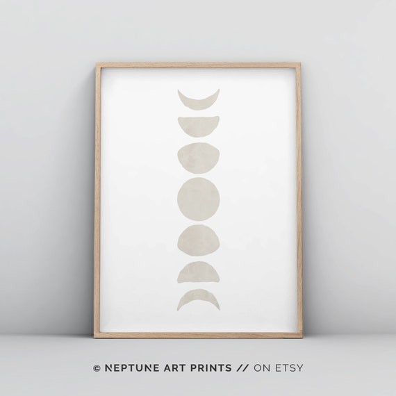 Moon Phases Abstract Earth Neutral Tone Wall Art Print La Lunar Moon Poster Mid Century Modern Wall Art Phases of the Moon Digital Printable