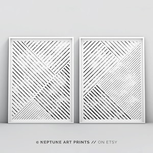 Set of 2 Minimalist Wall Art Print, Affiche Scandinave, Geometric Art, Scandinavian Art, Modern Abstract Poster, Black and White Printable