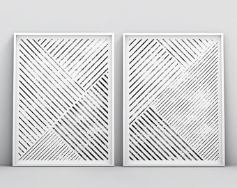 Set of 2 Minimalist Wall Art Print, Affiche Scandinave, Geometric Art, Scandinavian Art, Modern Abstract Poster, Black and White Printable