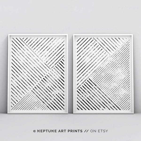 Set of 2 Minimalist Wall Art Print, Affiche Scandinave, Geometric Art, Scandinavian Art, Modern Abstract Poster, Black and White Printable